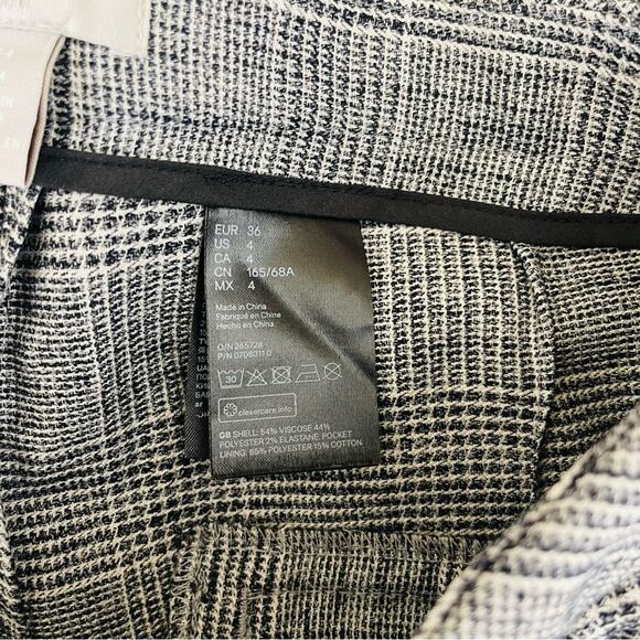 H&M black white plaid preppy academia trendy office ankle pants 4 - Picture 5 of 6
